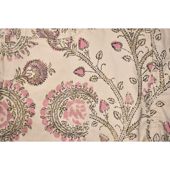 PILCRO ANTHROPOLOGIE $98‎ Stet Ankle Stretch Denim Jean Cream Floral Size 26 - Picture 3 of 4